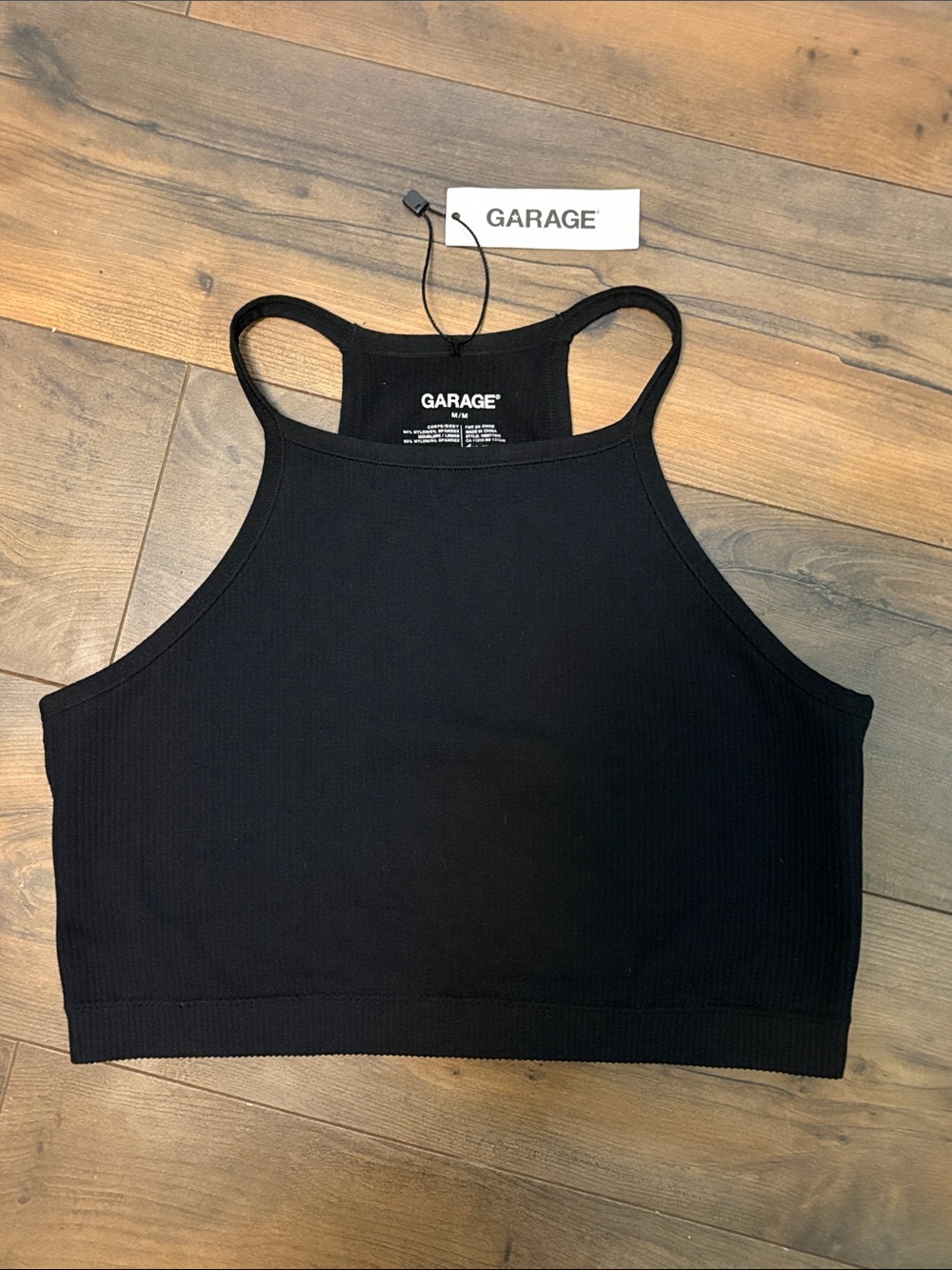 Garage Jet Black Seamless Racerback Bralette Tank